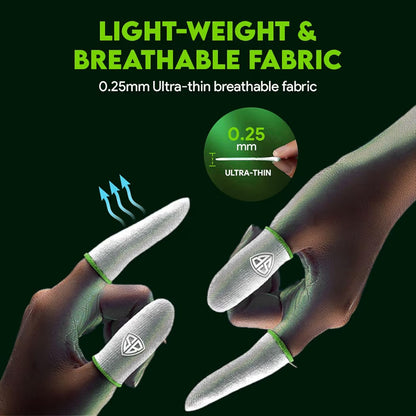 SpinBot Silver Fiber Thumb & Finger Sleeve for Mobile Game (4 Pieces), Pubg,Cod,Freefire -with Metal Carry Box-Pack of 2 Pair