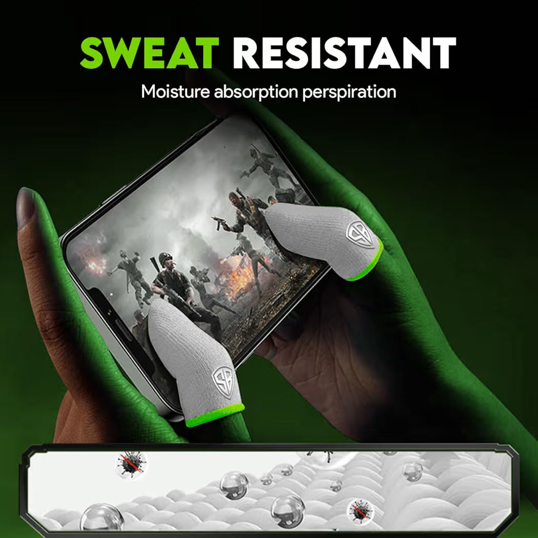 SpinBot Silver Fiber Thumb & Finger Sleeve for Mobile Game (4 Pieces), Pubg,Cod,Freefire -with Metal Carry Box-Pack of 2 Pair