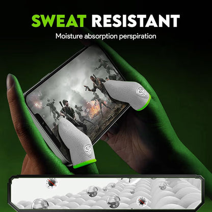 SpinBot Silver Fiber Thumb & Finger Sleeve for Mobile Game (4 Pieces), Pubg,Cod,Freefire -with Metal Carry Box-Pack of 2 Pair